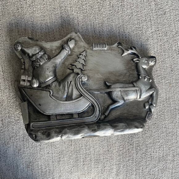 ASHLAND Grey Silver Mantel Table Decor Figure Santa Sleigh Reindeer Holiday New - Picture 2 of 3